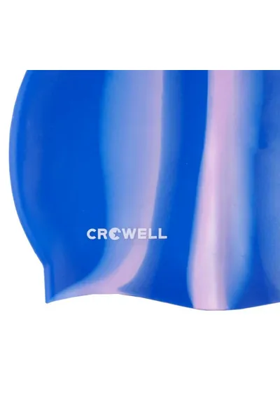 Modro-růžová silikonová plavecká čepice Crowell Multi-Flame-06