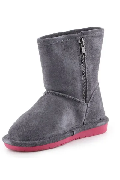 Šedé dětské zimní boty BearPaw Emma Toddler Zipper Jr 608TZ-903 Charcoal Pomberry