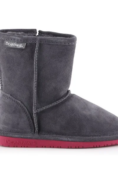 Šedé dětské zimní boty BearPaw Emma Toddler Zipper Jr 608TZ-903 Charcoal Pomberry