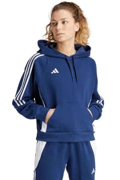 Laděná dámská mikina adidas s kapucí tmavě modrá