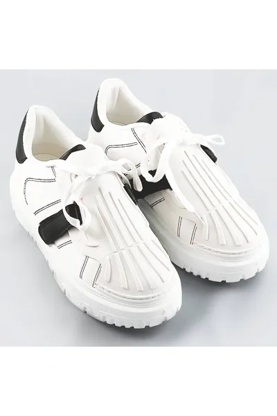 Sportovní boty Fairy s zakrytým šněrováním v bílé barvě