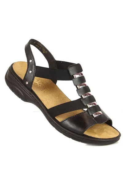 Černé kožené sandály pro ženy - Rieker