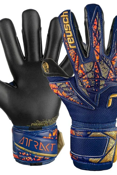 Zlaté brankářské rukavice Reusch Attrakt Gold X navy blue