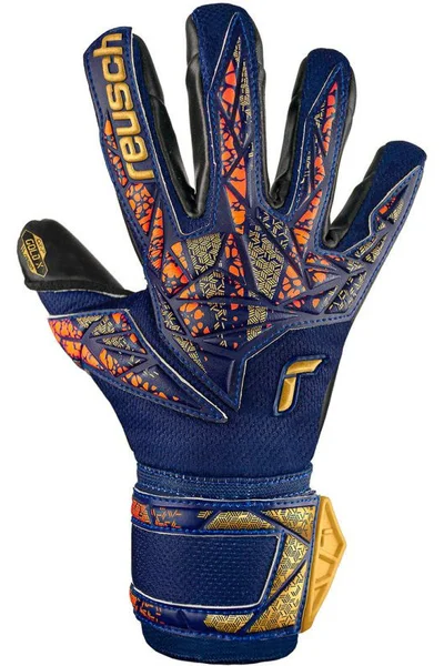 Zlaté brankářské rukavice Reusch Attrakt Gold X navy blue