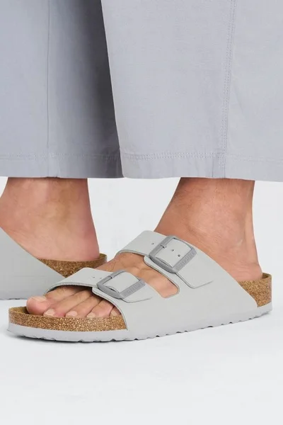 Žabky Birkenstock Arizona BS W - šedé sandály s přezkou