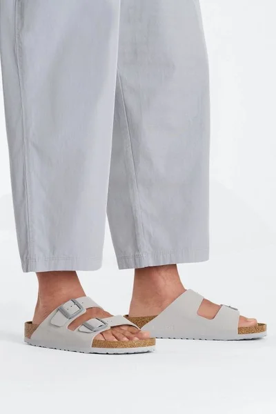 Žabky Birkenstock Arizona BS W - šedé sandály s přezkou