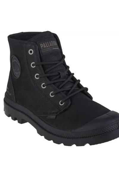 Kotníkové kožené boty Palladium Pampa Hi černé pro ženy