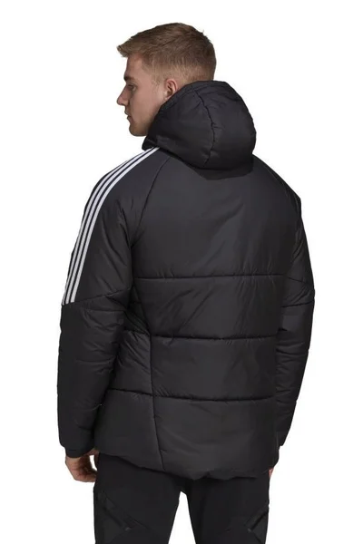 Černá Adidas bunda s kapucí a dvěma kapsami