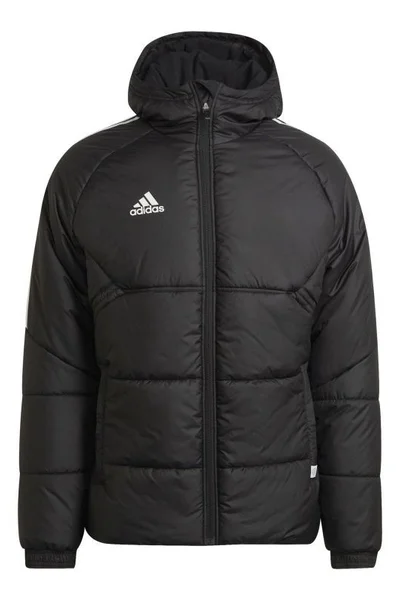 Černá Adidas bunda s kapucí a dvěma kapsami