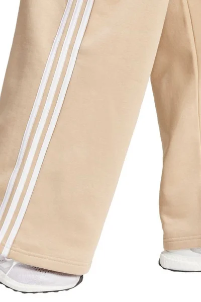 Adidas Dámské Flísové Kalhoty Wide 3-Stripes Béžové