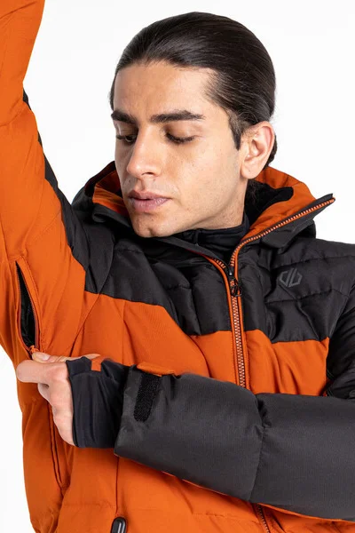 Černo-oranžová lyžařská bunda s odnímatelným sněhovým pásem Dare2B Denote