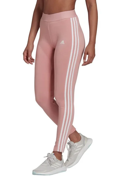 Růžové dámské legíny adidas Essentials s pruhy