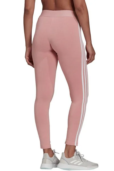 Růžové dámské legíny adidas Essentials s pruhy