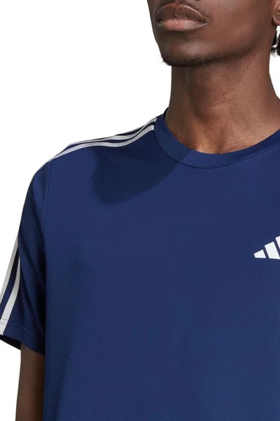 Adidas pánské tmavě modré tréninkové tričko s 3 pruhy