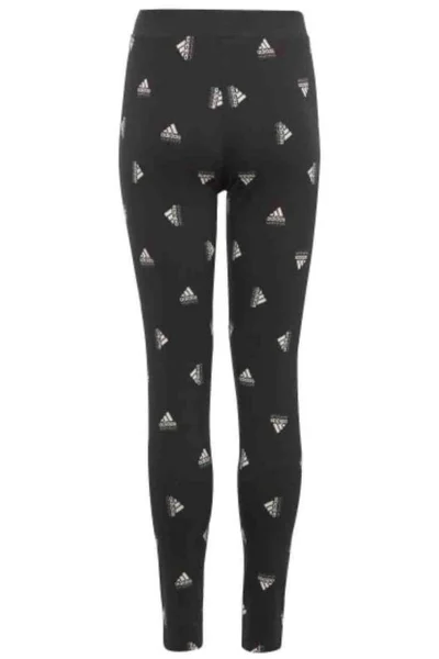 Juniorské černé legíny adidas Brand Love Print