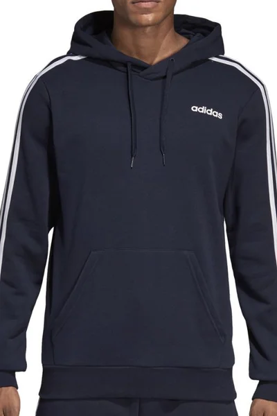 Černá pánská mikina s kapucí a pruhy ADIDAS Essentials