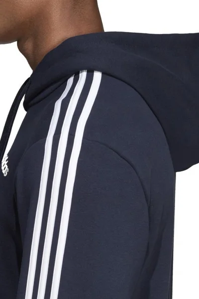 Černá pánská mikina s kapucí a pruhy ADIDAS Essentials