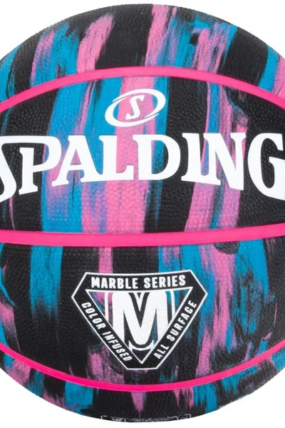 Basketbalový míč Spalding Marble černo-růžový