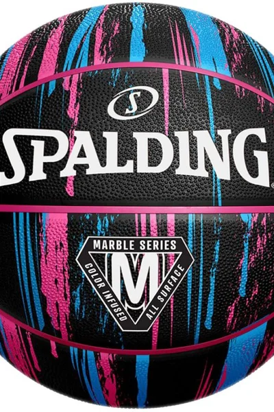 Basketbalový míč Spalding Marble černo-růžový