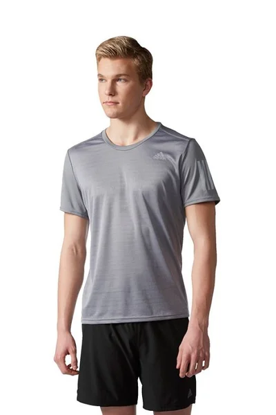 Pánské šedé běžecké tričko Adidas Response Running Shirt Short Sleeve Tee M BP7421