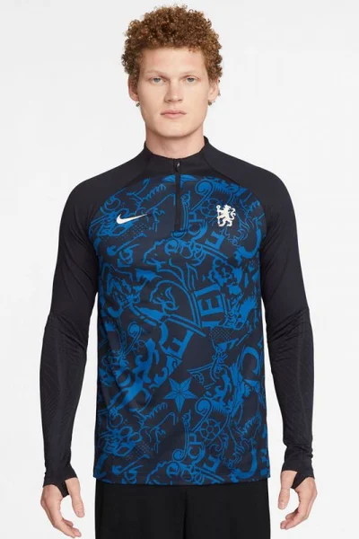 NIKE Pánská Fotbalová Mikina Chelsea FC Modrá s Krátkým Zipem