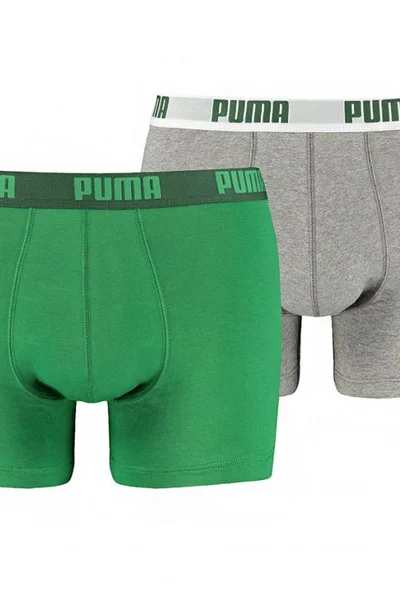 Puma Pánské Boxerky Basic 2-Pack Šedozelené