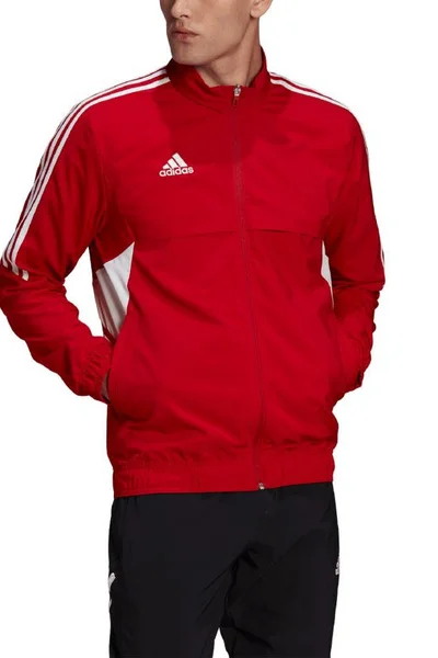 Sportovní mikina adidas ProTrénink M červená s límcem a zipem