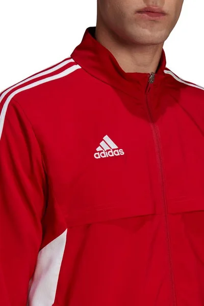 Sportovní mikina adidas ProTrénink M červená s límcem a zipem