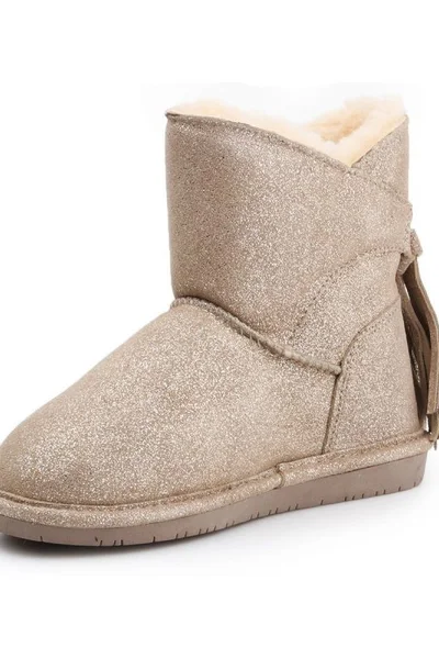 Růžové zimní dámské boty válenky BearPaw Mia Youth W 2062Y Pewter Distressed