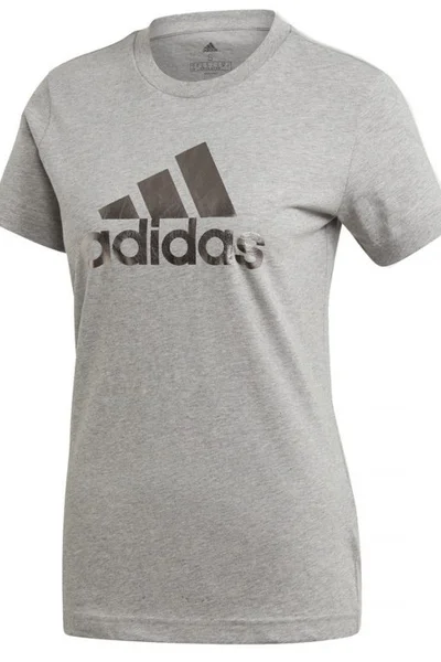 Šedé dámské tričko adidas se stříbrným logem