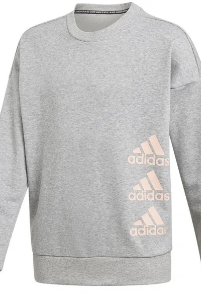 ADIDAS šedá dívčí mikina bez kapuce s růžovým logem