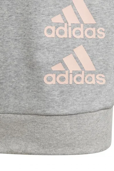 ADIDAS šedá dívčí mikina bez kapuce s růžovým logem