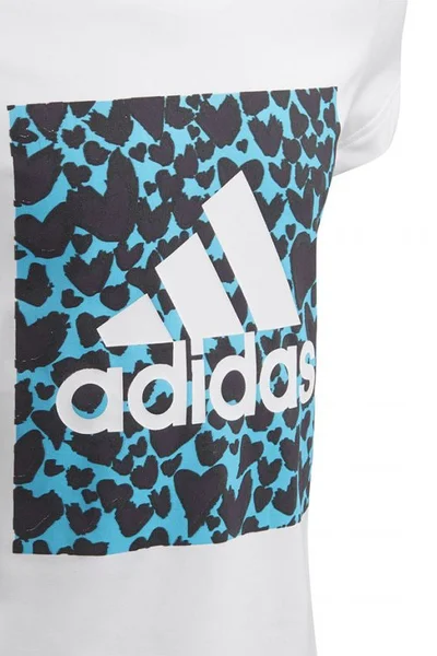 Junior tričko adidas GFX bílo-modré s krátkým rukávem