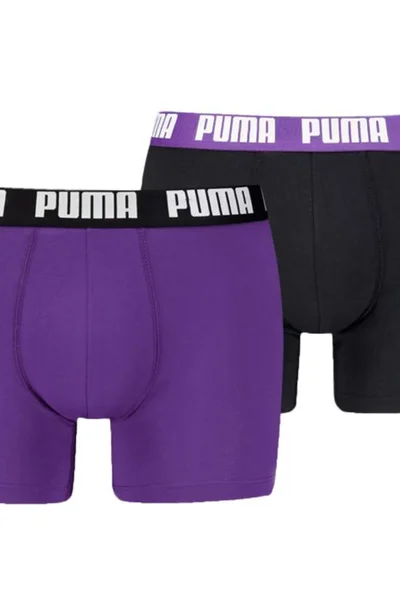 Puma Pánské Prodyšné Boxerky 2 ks - Fialová/Černá