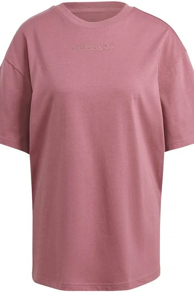 Růžové dámské tričko adidas s volným střihem