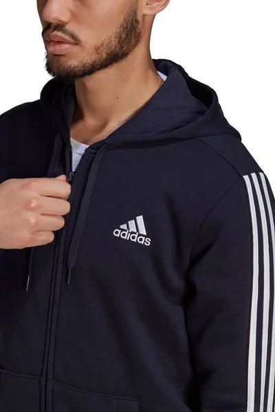 Adidas Pánská Mikina s Kapucí a Zipem Navy Blue