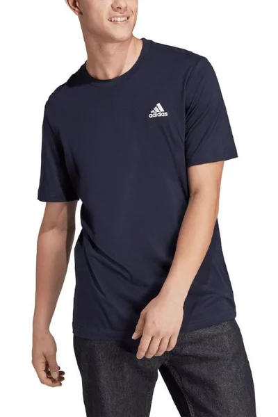 Tričko adidas Essentials s malým vyšitým logem - tmavě modré