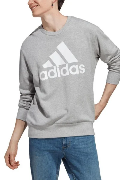 Adidas Pánská Mikina French Terry s Velkým Logem - Šedá