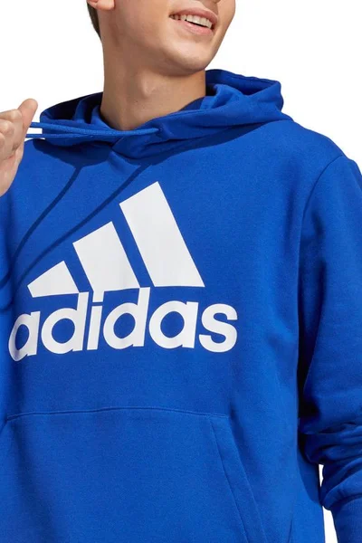 Modrá pánská mikina adidas s velkým logem a kapucí