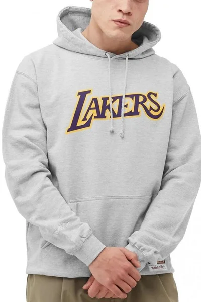 Šedá pánská mikina Mitchell & Ness s logem Los Angeles Lakers