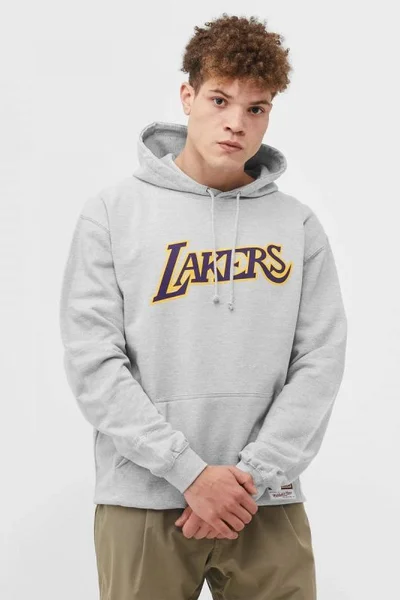 Šedá pánská mikina Mitchell & Ness s logem Los Angeles Lakers