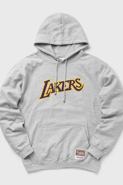 Šedá pánská mikina Mitchell & Ness s logem Los Angeles Lakers