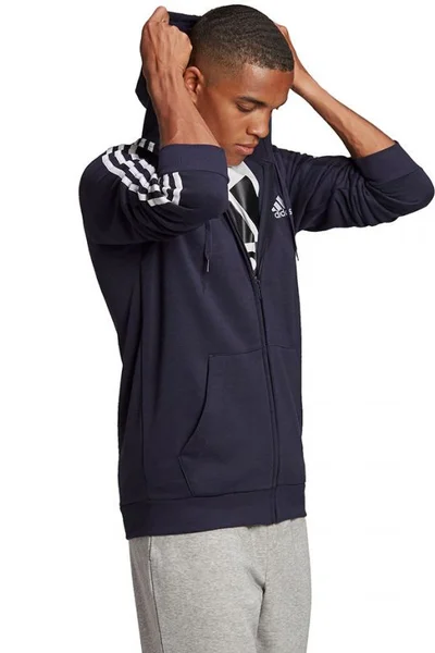 ADIDAS Pánská Zipová Mikina Essentials s Kapucí - Navy Blue