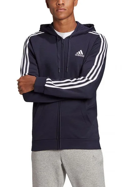 ADIDAS Pánská Zipová Mikina Essentials s Kapucí - Navy Blue