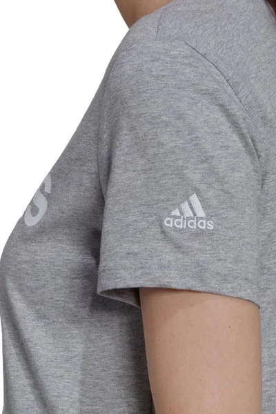 Šedé dámské tričko adidas s velkým logem - 100% bavlna