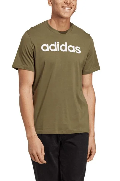 Adidas Essentials Khaki Pánské Tričko s Logem