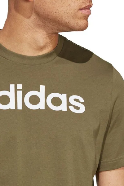 Adidas Essentials Khaki Pánské Tričko s Logem