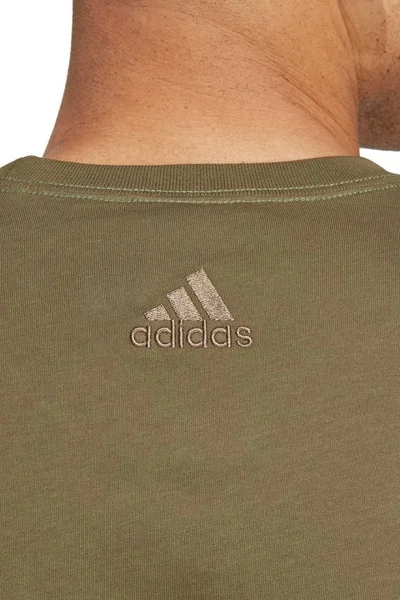 Adidas Essentials Khaki Pánské Tričko s Logem