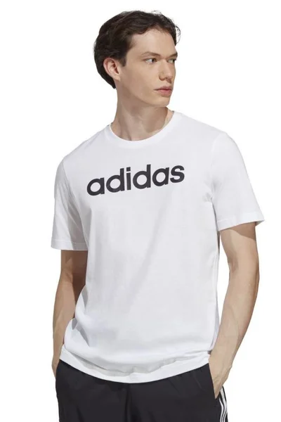 ADIDAS Pánské bílé tričko Essentials s lineárním logem