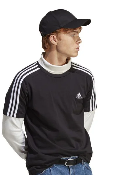 Adidas černé pánské tričko Essentials 3-Stripes